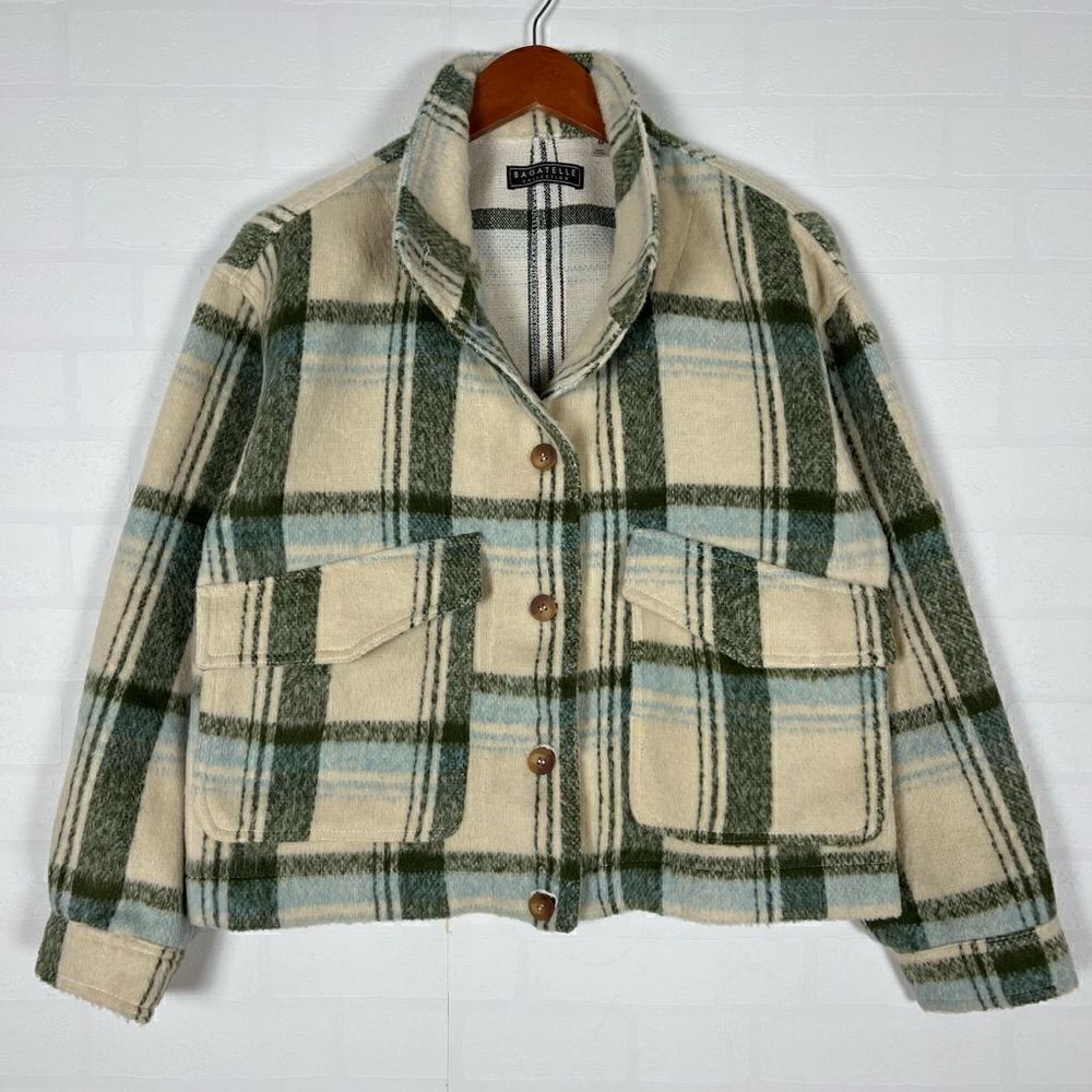 Bagatelle Women’s Plaid Cozy Brushed Knit Shacket Size M